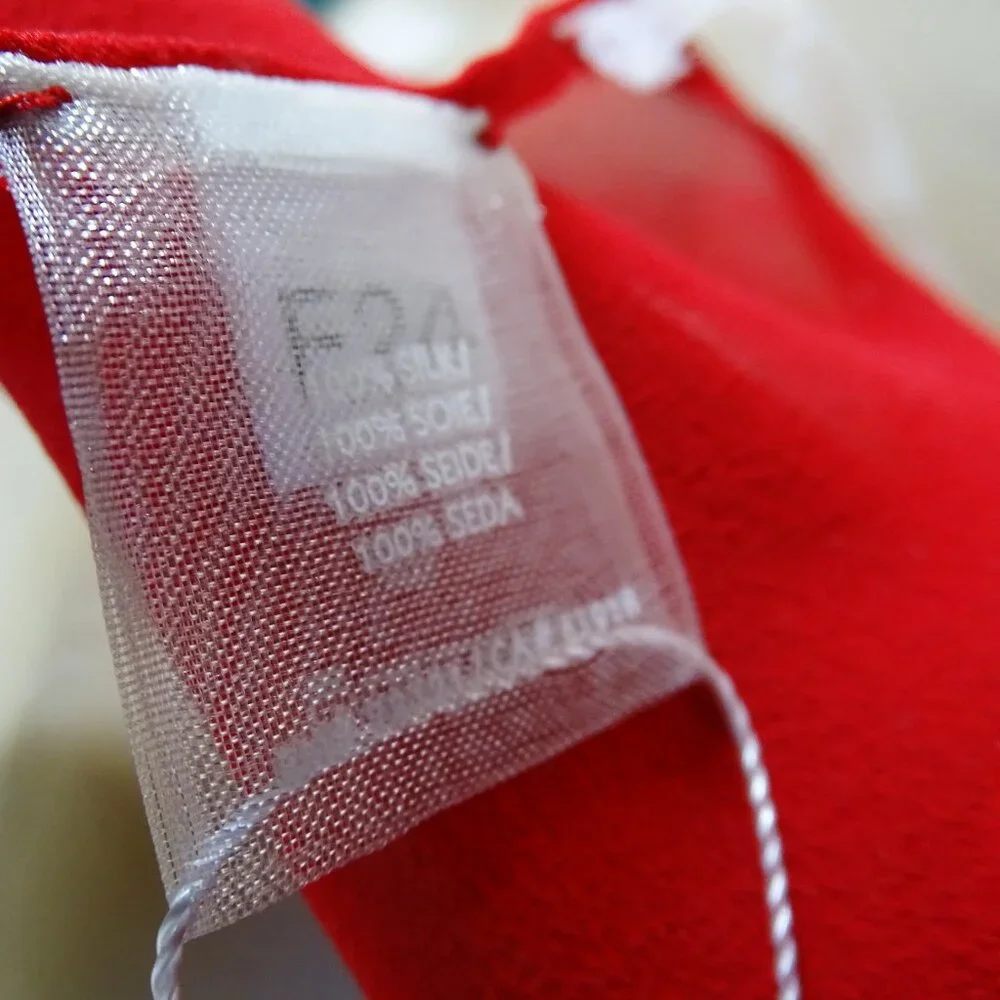 EILEEN FISHER Sheer Silk Georgette Wrap Boxy Fit Knee Length in  Red - Picture 10 of 10